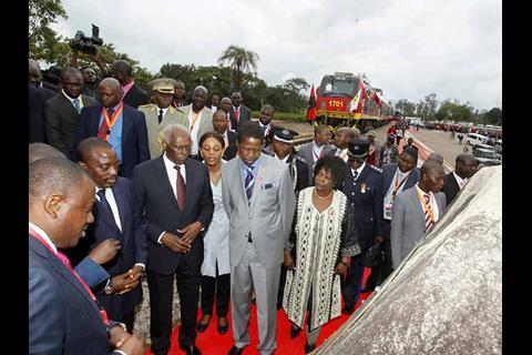 The presidents of Angola, DR Congo and Zambia attended a ceremony to mark the rehabilitation of the Bengulea Railway (Photo: Salim Henry/State House).